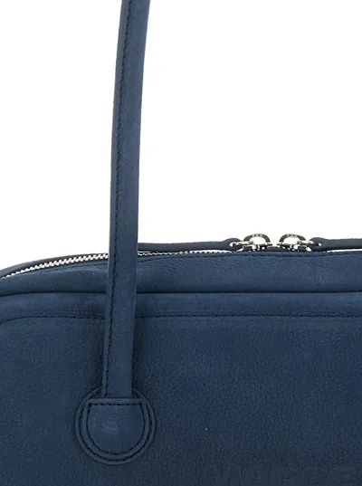 Margesherwood Soft Boston Leather Shoulder Bag In Blue