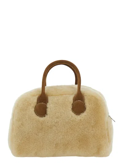 Margesherwood Shearling Tote Bag In Neutral