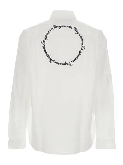 Jacquemus Henri White Shirt With Lettering Logo On The Back In Cotton Man In White