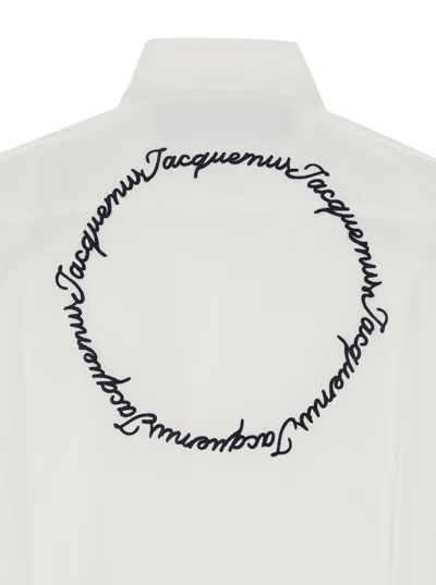 Jacquemus Henri White Shirt With Lettering Logo On The Back In Cotton Man In White