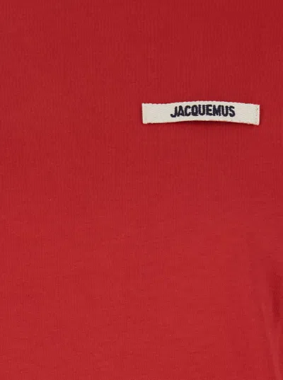 Jacquemus Short Sleeve Cotton T-shirt In Red