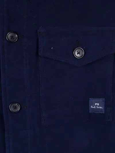 Paul Smith Military Style Overshirt Jacket For Men In Blue