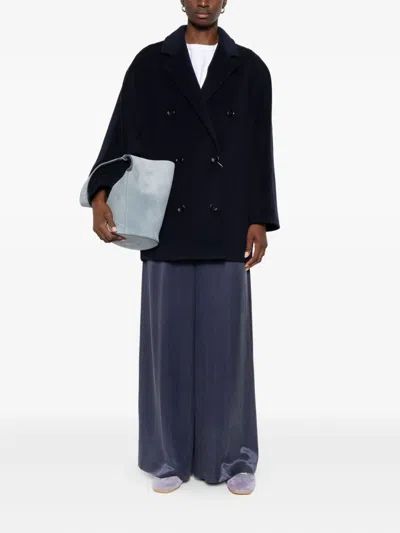 Max Mara Double-breasted Coat In Blue