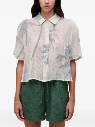 Osklen Palm-tree Mesh Shirt In White