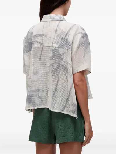 Osklen Palm-tree Mesh Shirt In White