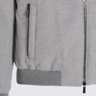 Moorer Hooded Down Jacket Zipper Pockets In Gray