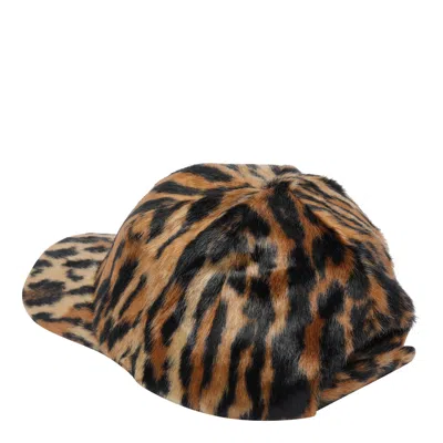 Stand Studio Cyrene Animalier Faux-fur Cap In Brown
