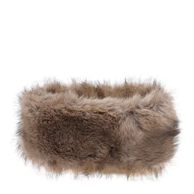 Stand Studio Zephyra Headband In Beige Fur In Brown