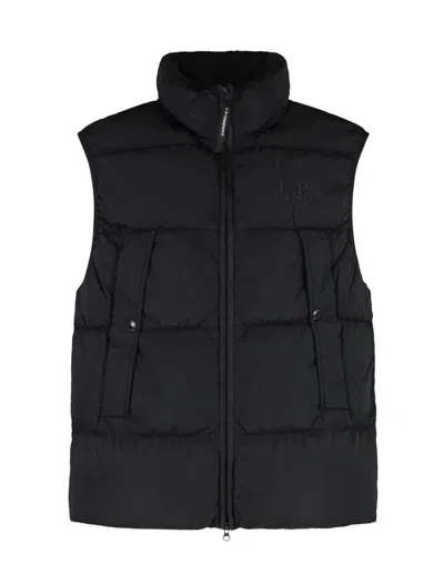 C.p. Company C.p.company Full Zip Down Vest In Black