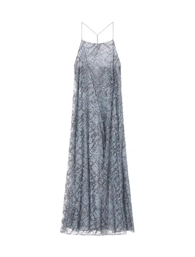 Emporio Armani Sequin-embellished Maxi Dress In Gray