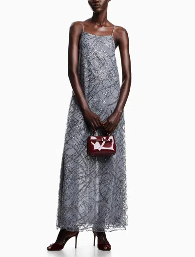 Emporio Armani Sequin-embellished Maxi Dress In Gray