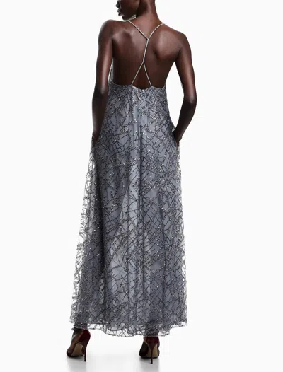 Emporio Armani Sequin-embellished Maxi Dress In Gray