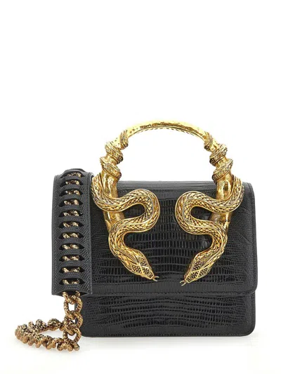 Roberto Cavalli Snake-embellished Chain Tote Bag In Black