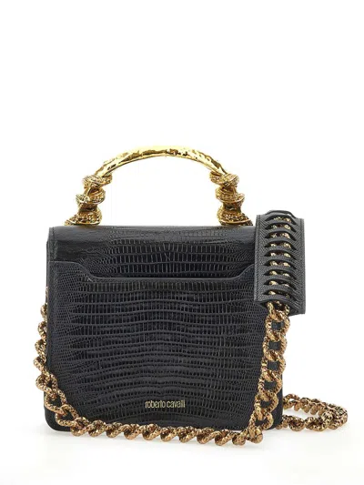 Roberto Cavalli Snake-embellished Chain Tote Bag In Black