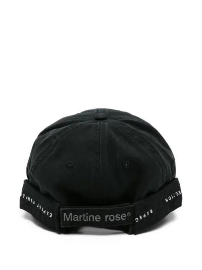 Martine Rose Roll Back Distressed Embroidered Adjustable Baseball Cap In Black