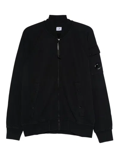 C.p. Company Structured Black Jacket With Ribbed Cuffs In Black