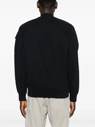 C.p. Company Structured Black Jacket With Ribbed Cuffs In Black