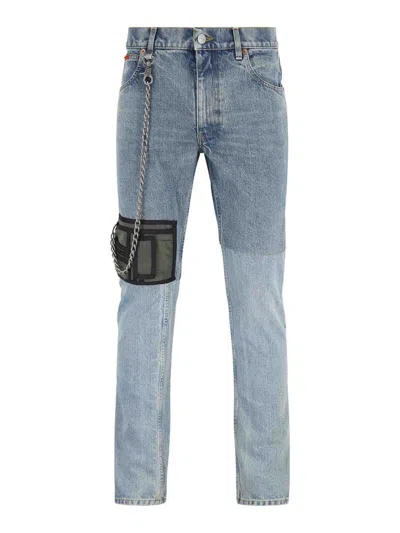 Martine Rose Patchwork Chain Straight Leg Jeans In Blue