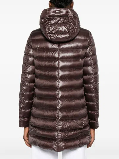 Herno Chocolate Colored Quilted Down Jacket In Brown