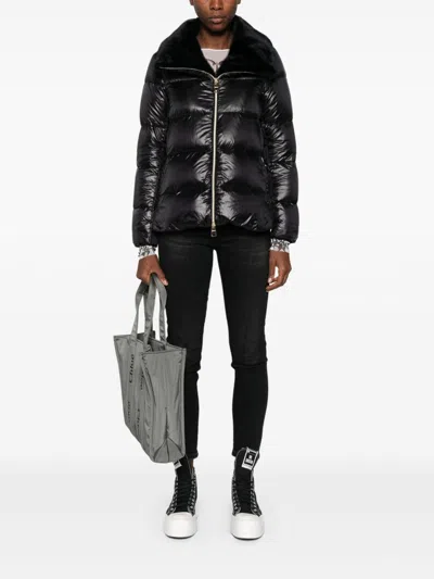 Herno Ultralight Down High Low Mid Length Coat In Black