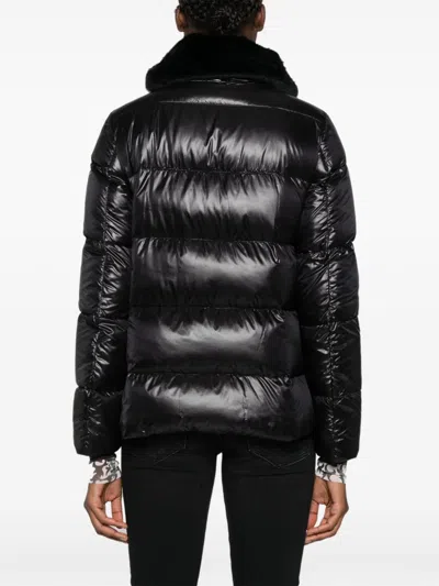 Herno Ultralight Down High Low Mid Length Coat In Black
