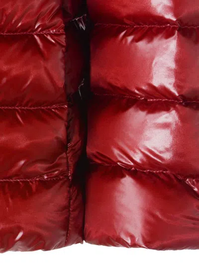 Herno Long Shiny Quilted Down Jacket With High Collar In Red