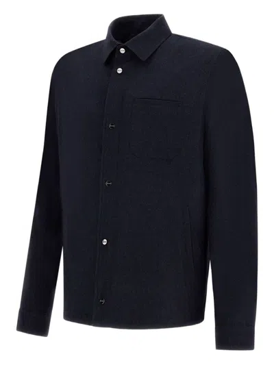 Herno Button-fastening Patch-pocket Shirt Jacket In Blue
