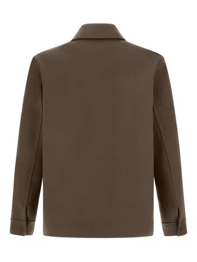 Herno Resort Shacket In Double Faced Pure Wool In Brown