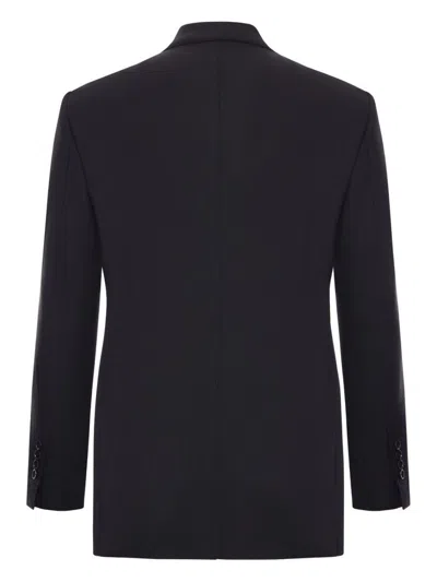 Tom Ford Slim-fit Double-breasted Wool-crepe Suit Jacket In Black