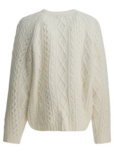 Sandbeige Cable-knit Knitwear In White