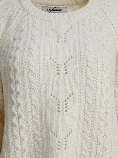 Sandbeige Cable-knit Knitwear In White