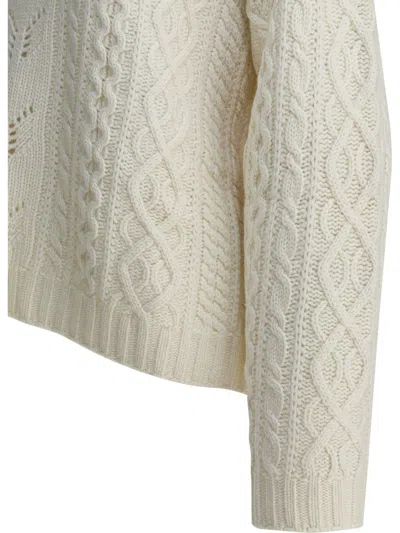 Sandbeige Cable-knit Knitwear In White