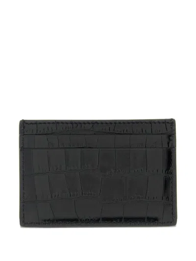 Tom Ford Crocodile-print Leather Card Holder In Black