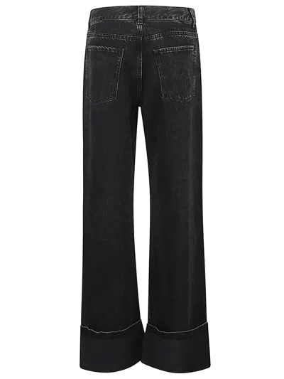 Pinko Wide-leg Jeans In Black Denim In Black