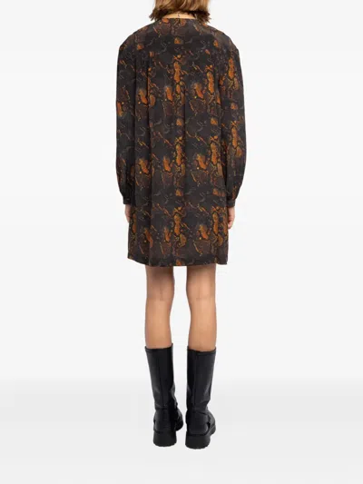 Zadig & Voltaire Womens Ramela Graphic-print Silk Mini Dress Black In Black