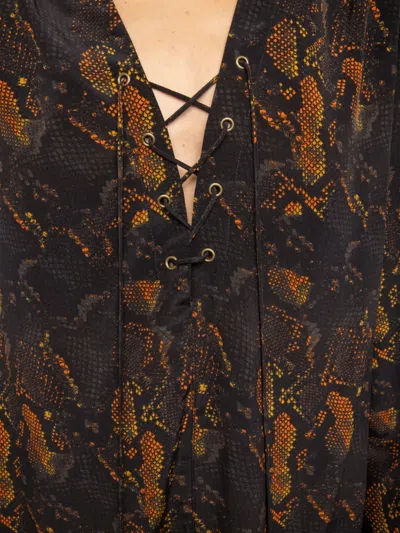 Zadig & Voltaire Womens Ramela Graphic-print Silk Mini Dress Black In Black