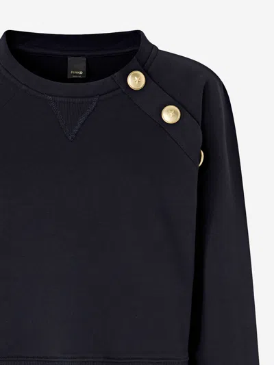 Pinko Cotton Sweatshirt With Buttons In Blue