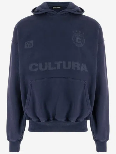 Cultura Cotton Sweatshirt With Logo In Blue