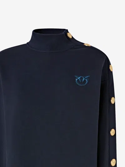 Pinko Maxi Cotton Sweater With Buttons In Blue