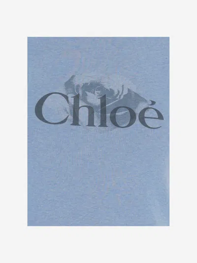 Chloé Chloè Logo Cotton T Shirt In Blue