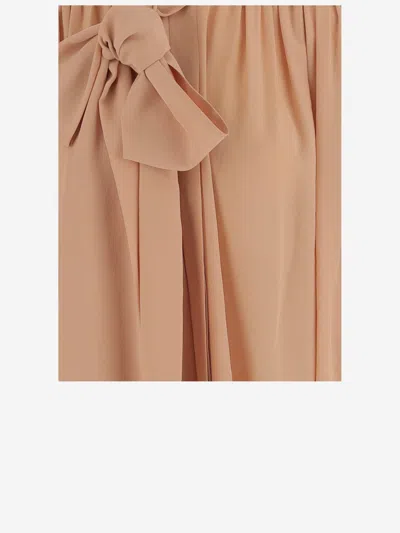 Chloé Silk Tie Neck Blouse With Puff Sleeve In Neutral