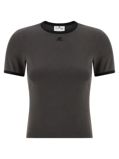 Courrèges Courregès Heritage Contrast T-shirt In Gray