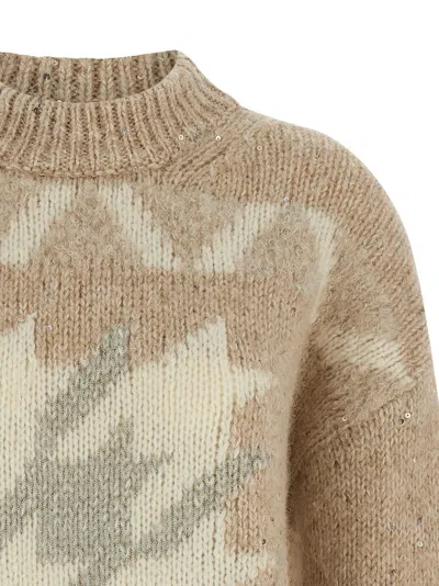 Peserico 'punto Luce' Embroidery Sweater In Sand