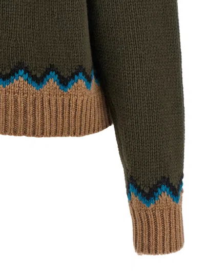 Alanui Crew Neck Sweater Featuring Patterned Design In Green