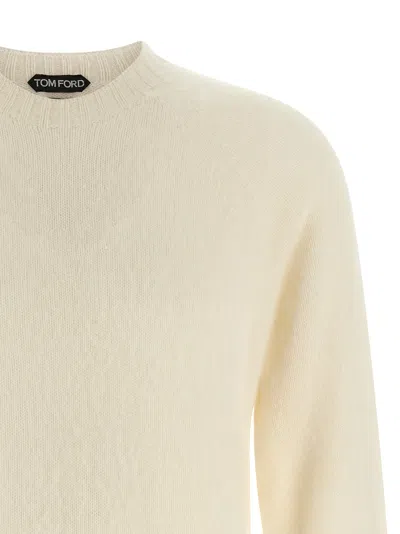Tom Ford Seamless Ultrasoft Wool Crewneck Sweater In White