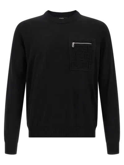 Fendi Ff-pattern Sweater In Black
