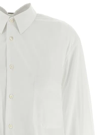Comme Des Garçons Asymmetric Hem Shirt With Front Button Closure And Unique Silhouette In White