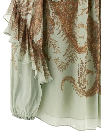 Zimmermann Silk Flutter Blouse With Ruffled Trim In Multi