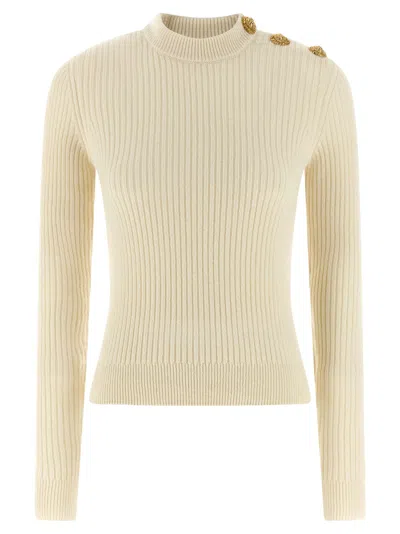Balmain Ribbed Sweater Sweaters And Cardigans White In Neutral