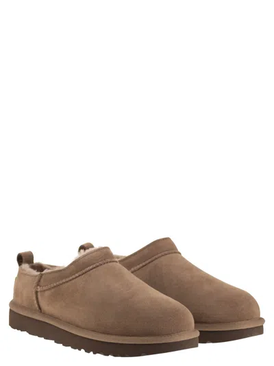Ugg Classic Micro Beige Ankle Boots With Logo Embossed In Suede Woman In Brown